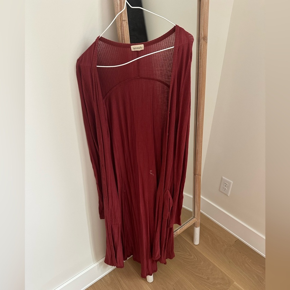 Takeout Long Ribbed Duster Cardigan - Picture 2 of 5